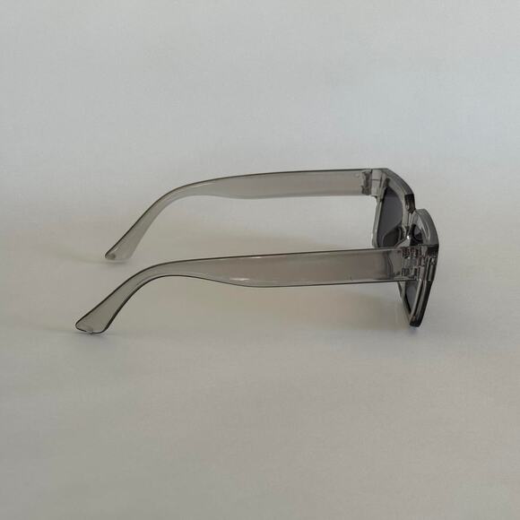 Y2K Grey Square Sunglasses Black Lens Unisex Streetwear UVA UVB - Picture 5 of 8